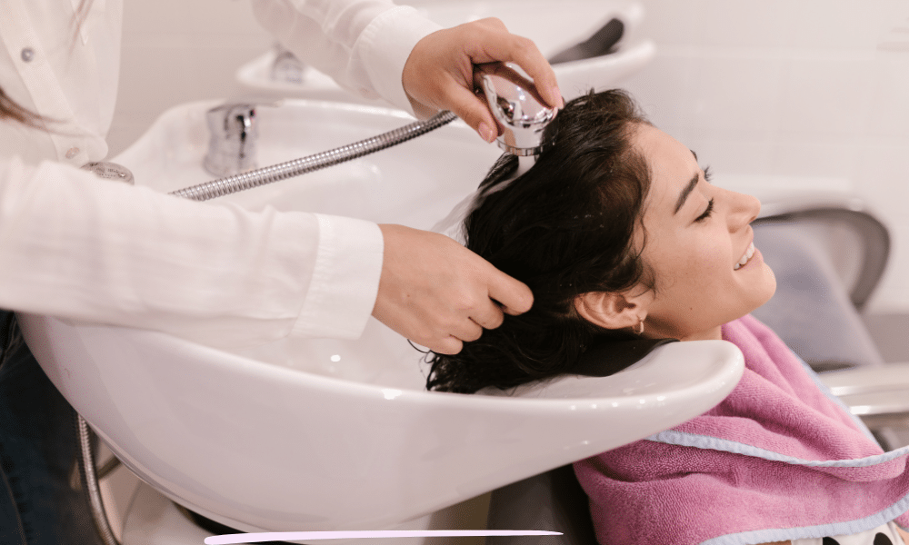 hair washing in salon