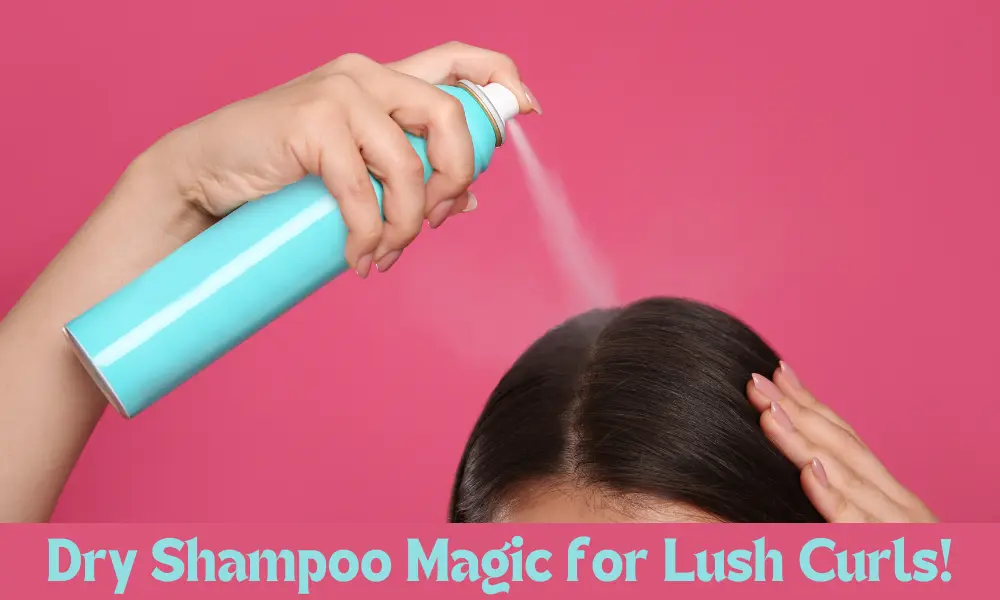 a girl spraying dry shampoo in hair