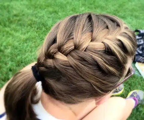 Top French Braid with a High Ponytail