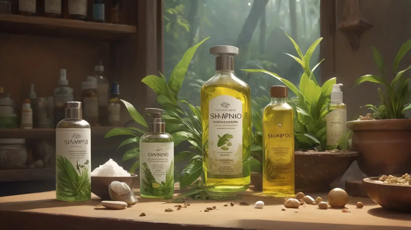 shampoo ingredients placed on table top