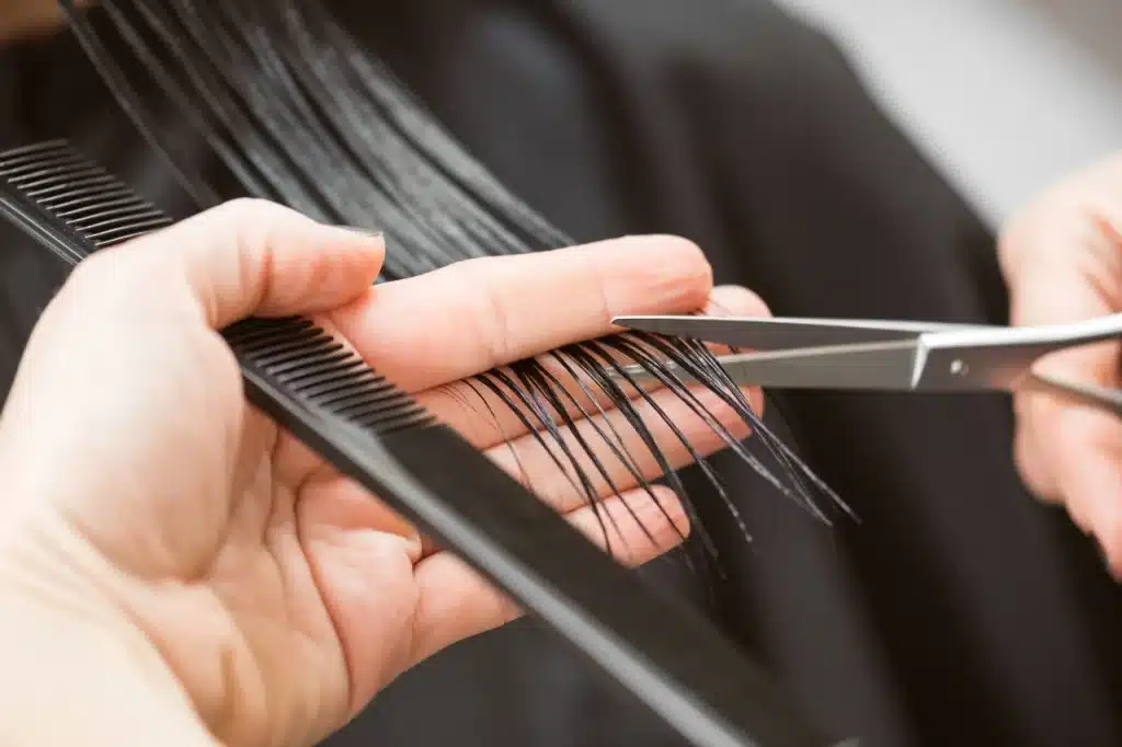 hair cutting at salon