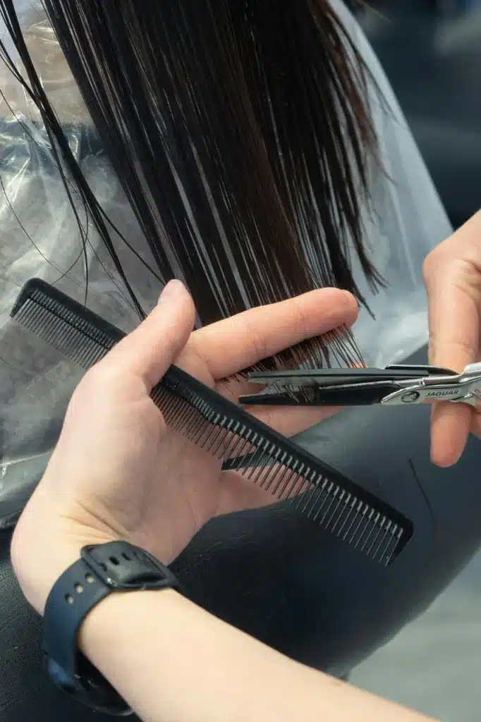 hair cutting at salon
